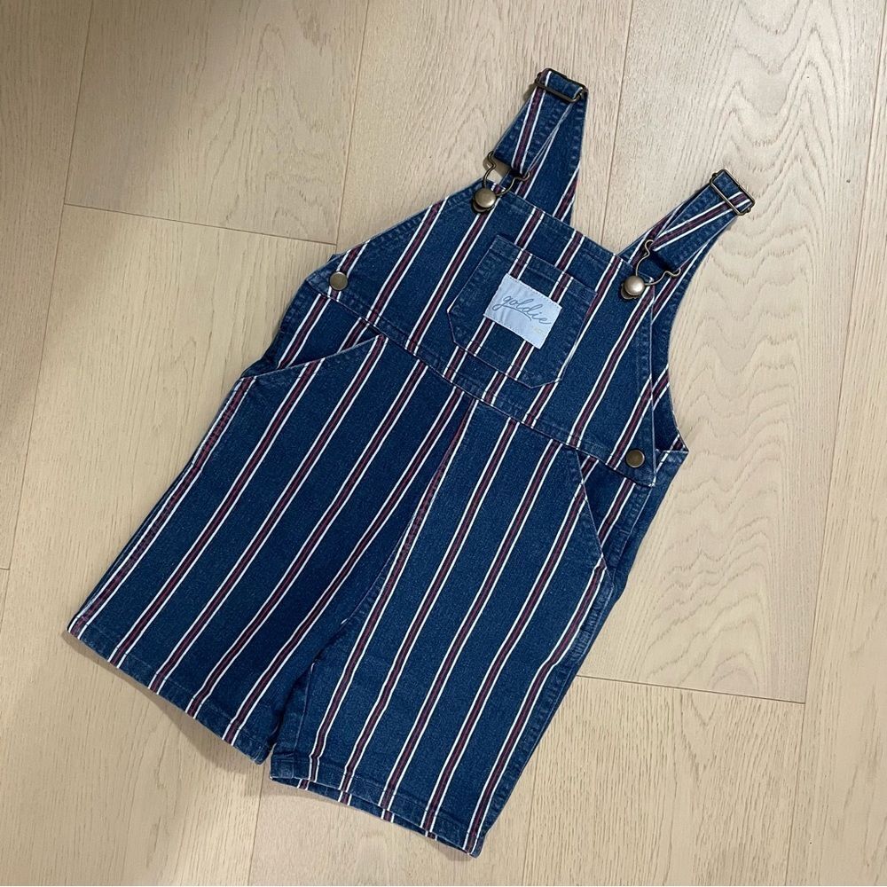 Goldie + Ace  Denim Striped Overalls Size 2    